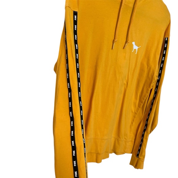 Victoria's Secret Pink Hoodie Varsity Tee Shirt in Golden SZ M | Yellow VS Pink - Picture 8 of 12
